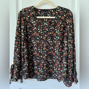 J. Crew Floral Blouse - Black, Red, Green, White